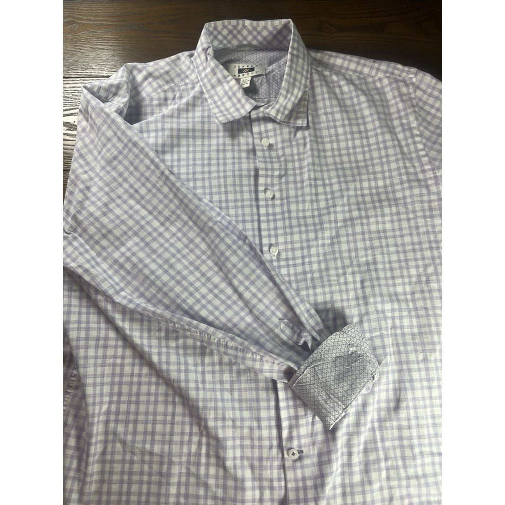 Joseph Abboud Dress Shirt Size 2XL Purple White Flip Cuff Cotton Button Up